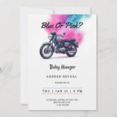 Gender reveal Invitation with a motorcycle Einladung (Vorderseite)