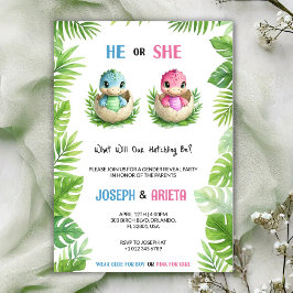 Gender reveal invitation with cartoon dinosaur egg einladung