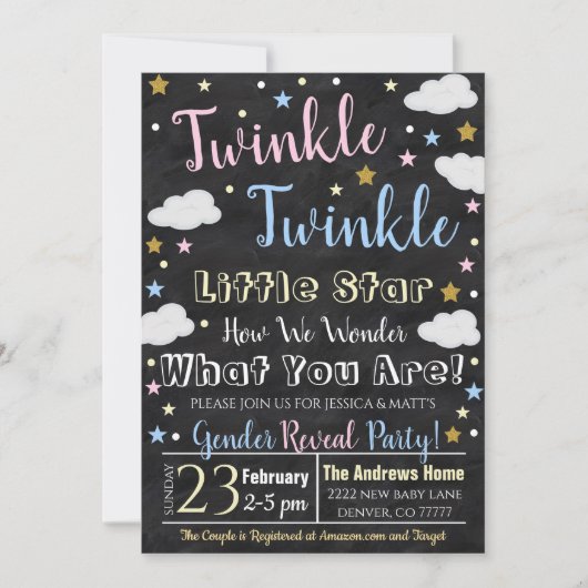 Gender Reveal Little Star Einladung (Vorderseite)