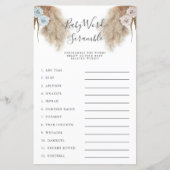 Gender Reveal Pampas Grass Baby Word Scramble Game (Vorderseite)