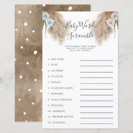 Gender Reveal Pampas Grass Baby Word Scramble Game
