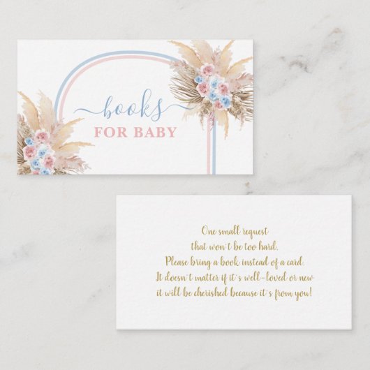 Gender Reveal Pampas Grass Books for Baby Card Begleitkarte (Vorne/Hinten)