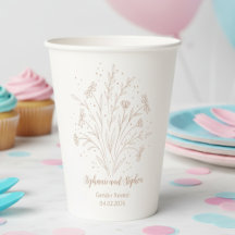 Gender Reveal Paper Cup - Wildflower Bouquet
