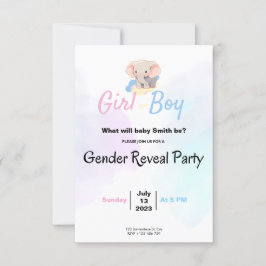 Gender Reveal Party & Baby Shower Einladung