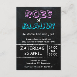 Gender Reveal Party | Roze of Blauw | uitnodiging Einladung