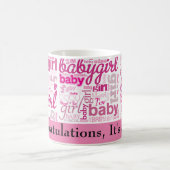 Gender Reveal PINK Baby Girl Custom Text Verwandlungstasse (Mittel)