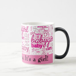 Gender Reveal PINK Baby Girl Custom Text Verwandlungstasse