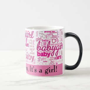 Gender Reveal PINK Baby Girl Custom Text Verwandlungstasse