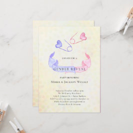 Gender Reveal Pink Blue Baby Shower Einladung