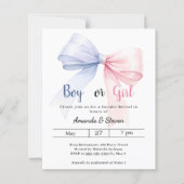 Gender reveal pink blue bow boy girl invitation (Vorderseite)