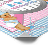 Gender Reveal Pink Blue Gingham Baby Q GRILLEN Pos Poster (Ecke)