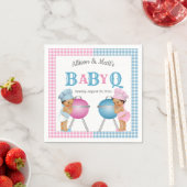 Gender Reveal Pink Blue Gingham Baby Q GRILLEN Serviette (Beispiel)