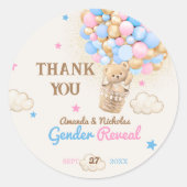 Gender Reveal Pink Blue Vielen Dank Runder Aufkleber (Vorderseite)