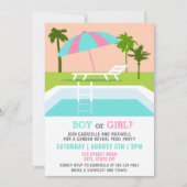 Gender Reveal Pool Party Tropisches Schwimmbad Einladung (Vorderseite)