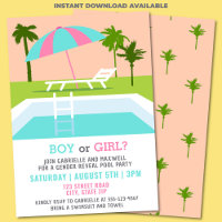 Gender Reveal Pool Party Tropisches Schwimmbad