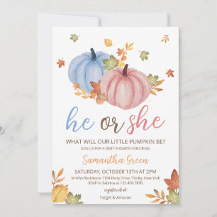 Gender Reveal Pumpkin Baby Shower Einladung