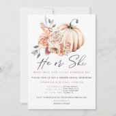 Gender Reveal Pumpkin Einladung, Fall er oder sie Einladung (Vorderseite)