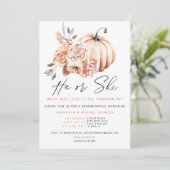 Gender Reveal Pumpkin Einladung, Fall er oder sie Einladung (Stehend Vorderseite)