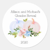 Gender Reveal Pumpkin Gefallen Geschenk Custom Runder Aufkleber (Vorderseite)