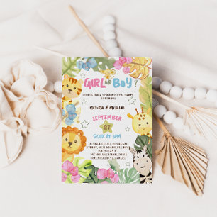 Gender Reveal Safari Jungle Animal Tropical Einladung