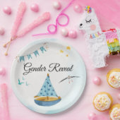 Gender Reveal Sailboat Paper Napkin Pappteller (Party)