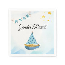 Gender Reveal Sailboat Paper Napkin