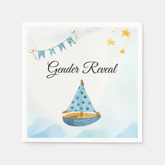 Gender Reveal Sailboat Paper Napkin Serviette (Vorderseite)