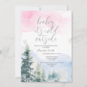 GENDER REVEAL Schneeflocken Außendusche Einladung (Vorderseite)