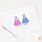 Gender Reveal Science Beaker mit Hearts Baby Runder Aufkleber (Umschlag)