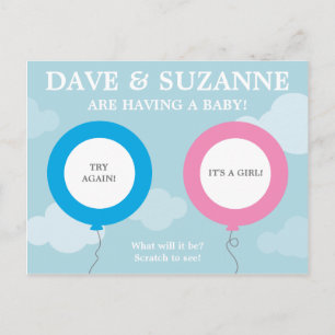 Gender Reveal Scratcher (kein echter Kratzer) Ankündigungspostkarte