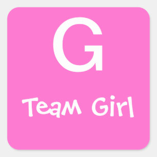 Gender Reveal Shower Team Girl Quadratischer Aufkleber