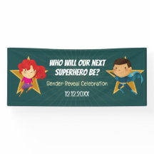 Gender Reveal Superhero Niedlich Blue Pink Green