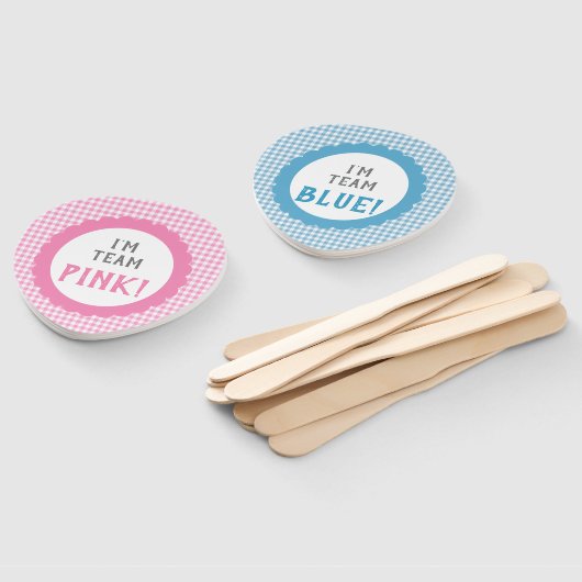 Gender Reveal Team Pink oder Blue Gingham Karo Fächer (Non-assembled)
