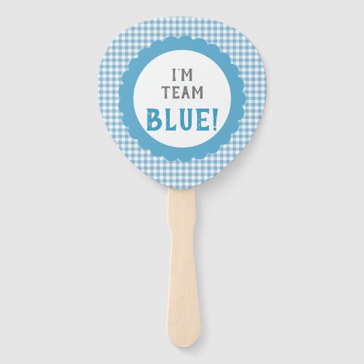 Gender Reveal Team Pink oder Blue Gingham Karo Fächer (Rückseite)