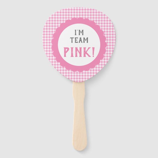Gender Reveal Team Pink oder Blue Gingham Karo Fächer (Vorderseite)