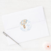 Gender Reveal Teddy Bear Blue Boy Runder Aufkleber (Umschlag)