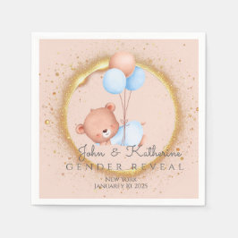 GENDER REVEAL TEDDY BEAR SERVIETTE
