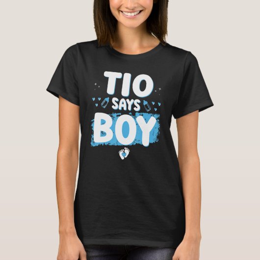 Gender Reveal Tio sagt Boy Baby Shower Party Match T-Shirt (Vorderseite)