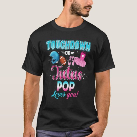 Gender Reveal Touchdowns Or Tutus Pop Matching Bab T-Shirt (Vorderseite)