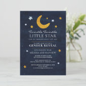 Gender Reveal Twinkle Little Moon Star Einladung (Stehend Vorderseite)