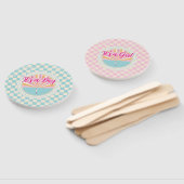 Gender Reveal Two-Sided Blue-Pink Plaid Checkered Fächer (Non-assembled)