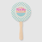 Gender Reveal Two-Sided Blue-Pink Plaid Checkered Fächer (Vorderseite)