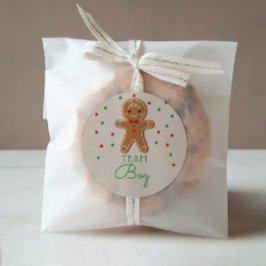 Gender Reveal Voting Team Boy Gingerbread Runder Aufkleber