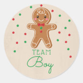 Gender Reveal Voting Team Boy Gingerbread Runder Aufkleber (Vorderseite)