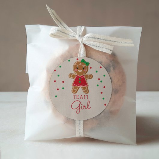 Gender Reveal Voting Team Girl Gingerbread Runder Aufkleber