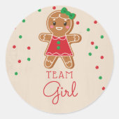 Gender Reveal Voting Team Girl Gingerbread Runder Aufkleber (Vorderseite)
