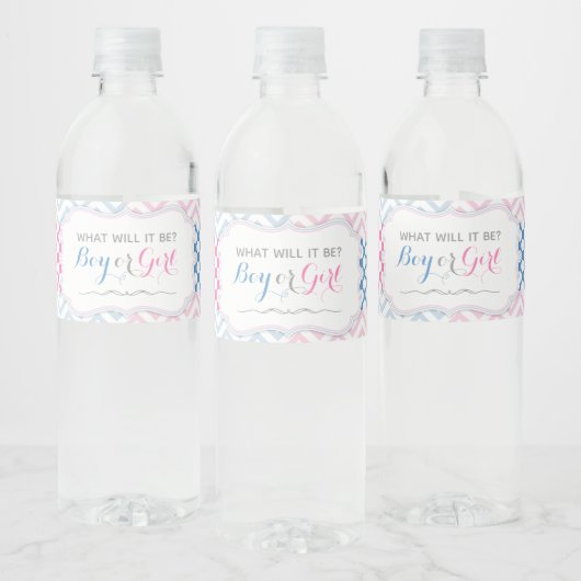 Gender Reveal Water Flasche Labels - Blau & Rosa Wasserflaschenetikett (Flaschen)