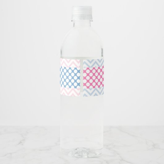Gender Reveal Water Flasche Labels - Blau & Rosa Wasserflaschenetikett (Rückseite)