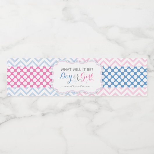 Gender Reveal Water Flasche Labels - Blau & Rosa Wasserflaschenetikett (Einzelnes Label)