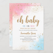 Gender Revel Pink Blue Oh Baby Dusche Einladung (Vorne/Hinten)